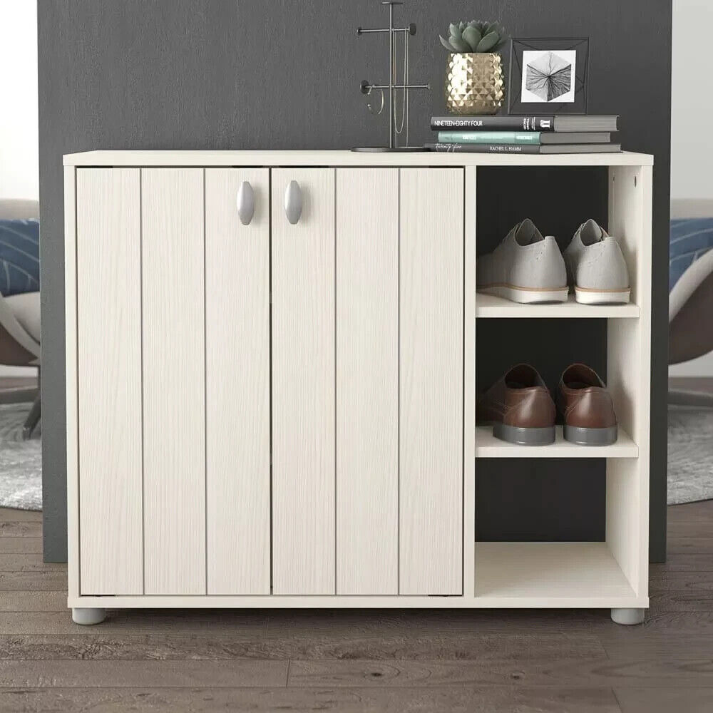 Bideford Compact Shoe Cabinet White Oak 11 to 15 pairs