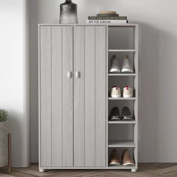 Bideford Tall Shoe Cabinet Warm Grey Oak