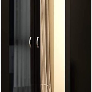 Black Gloss Chilton Modern Bedroom 2 Door Mirror Wardrobe with Storage Shelf