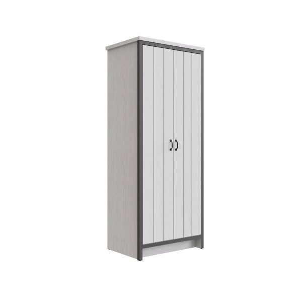 Boston 2 Door Wardrobe Hanging Rails Clothes Storage Unit Bedroom White - Image 3