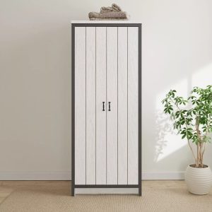 Boston 2 Door Wardrobe Hanging Rails Clothes Storage Unit Bedroom White