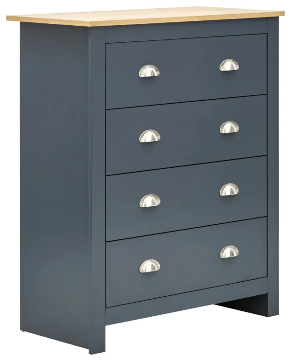 Country style bedroom furniture 4 drawer chest - Lancaster Blue - Image 3