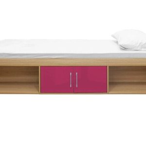 Dakota Cabin Bed 2 Door Storage Bed 3ft Single Boys Girls High Gloss Oak & Pink