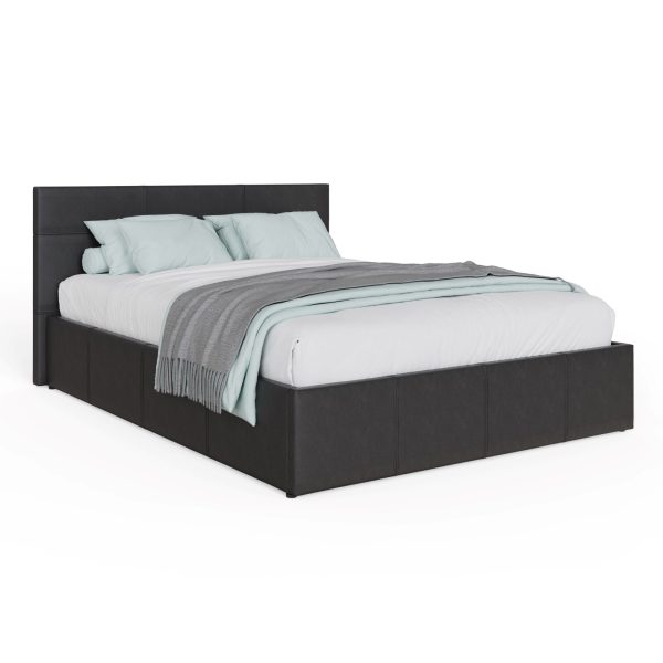 End Lift 4ft Small Double ottoman bed faux leather storage bed BLACK Ex Demo - Image 4