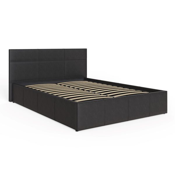 End Lift 4ft Small Double ottoman bed faux leather storage bed BLACK Ex Demo - Image 5
