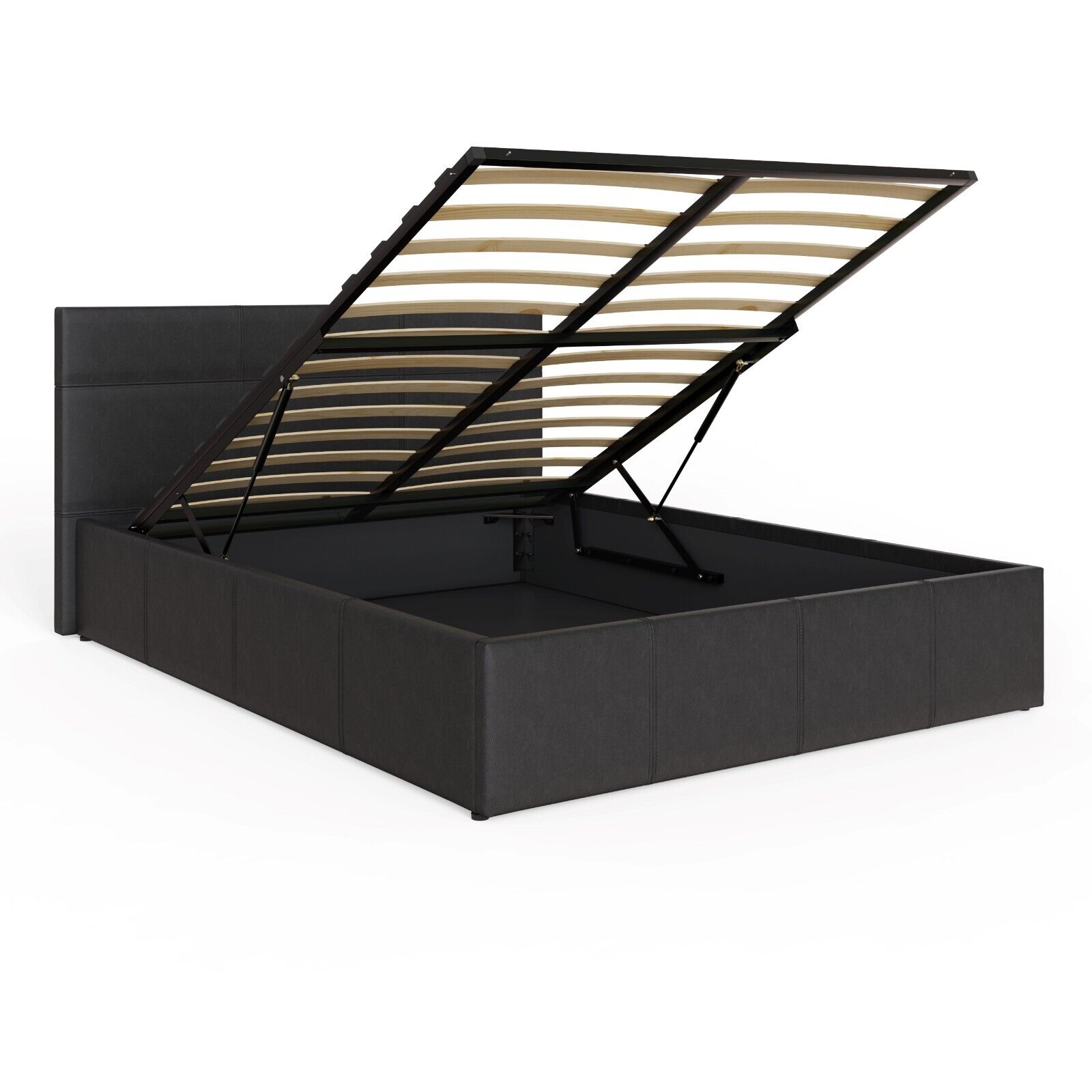 End Lift 4ft Small Double ottoman bed faux leather storage bed BLACK Ex Demo