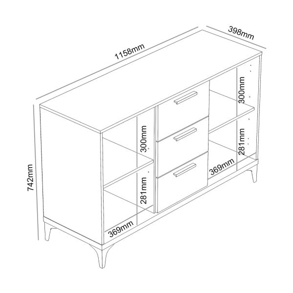 GFW Sideboard, Dusty Grey Oak, One Size - Image 9