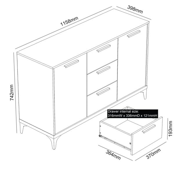 GFW Sideboard, Dusty Grey Oak, One Size - Image 10