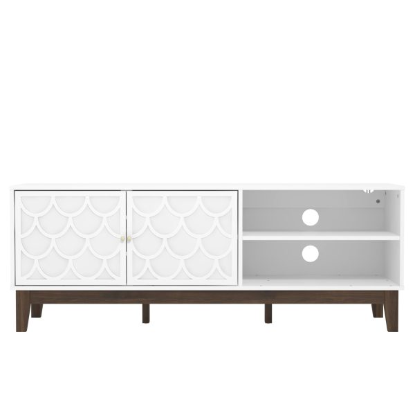 GFW Tipton White Contemporary TV Stand Cabinet Shelves & Two Doors Easy Assembly - Image 3