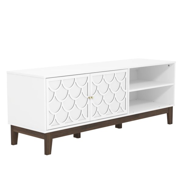 GFW Tipton White Contemporary TV Stand Cabinet Shelves & Two Doors Easy Assembly - Image 5