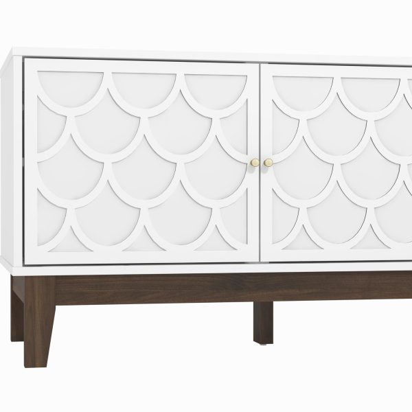 GFW Tipton White Contemporary TV Stand Cabinet Shelves & Two Doors Easy Assembly - Image 6