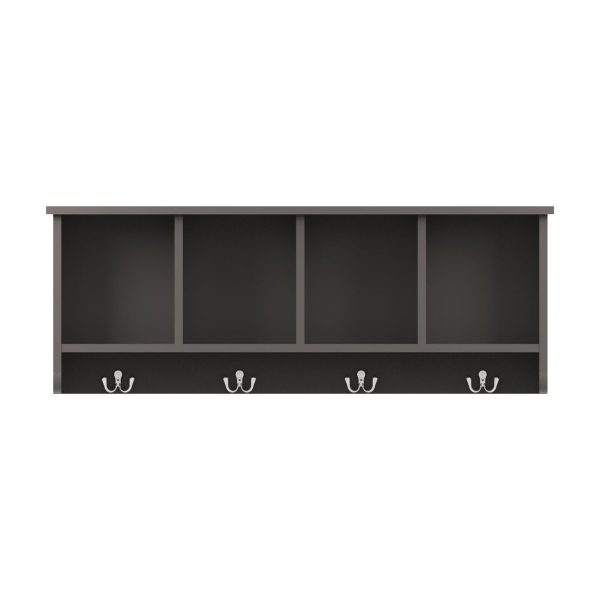 GREY Kempton Wall Rack Storage Unit Shelf Holder Coat Jacket - Image 5