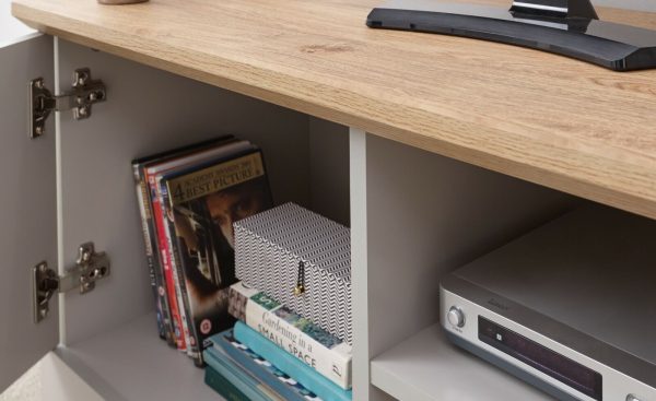 Kendal Small TV Unit Grey Oak colour top SD - Image 9