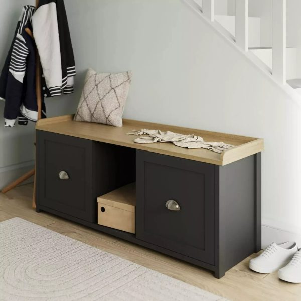 Lancaster 2 Door Shoe Bench Cabinet Storage Shelf Display seating  Hallway - Image 3