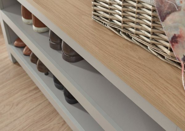 Lancaster 2 Shelf Shoe Storage bench Unit Grey & Oak Simple design - Image 9