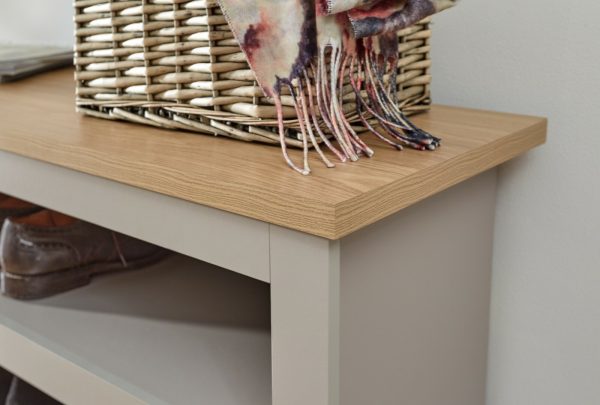 Lancaster 2 Shelf Shoe Storage bench Unit Grey & Oak Simple design - Image 10