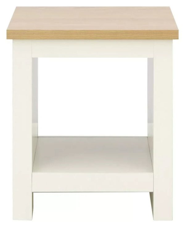 Lancaster Cream and Oak Lamp Table With Shelf MINOR GRADED - Image 5