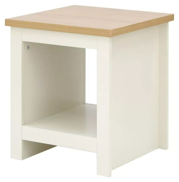 Lancaster Cream and Oak Lamp Table With Shelf MINOR GRADED - Image 6