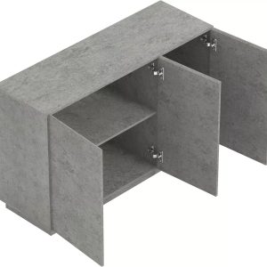 Large 3 Door Sideboard Storage Unit grey 75x118x40cm Easy Assembly Great Value