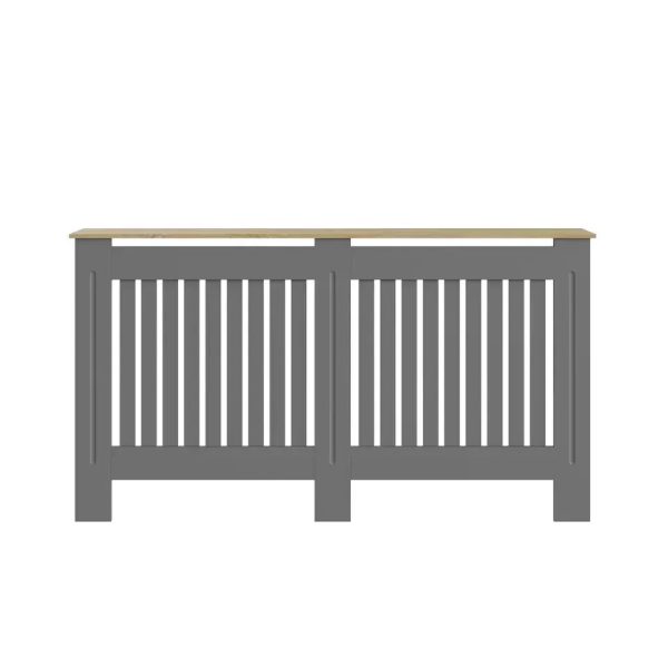 Large Grey Radiator Cover MDF Slatted Wood Design Top Shelf Storage Display - Image 7