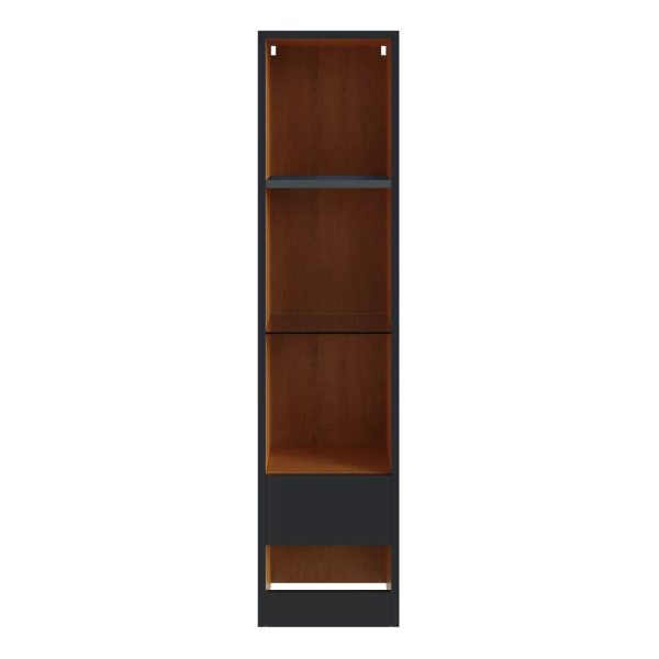 Leon Tall Shelf Unit with LED Anthracite Oak  Anthracite Stylish Modern Display - Image 5