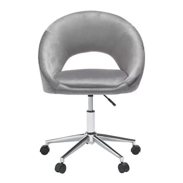Luxury Grey Velvet Office Chair on castors Cushioned Brand New Free Delivery - Image 4