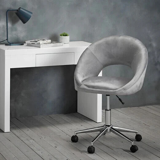 Luxury Grey Velvet Office Chair on castors Cushioned Brand New Free Delivery