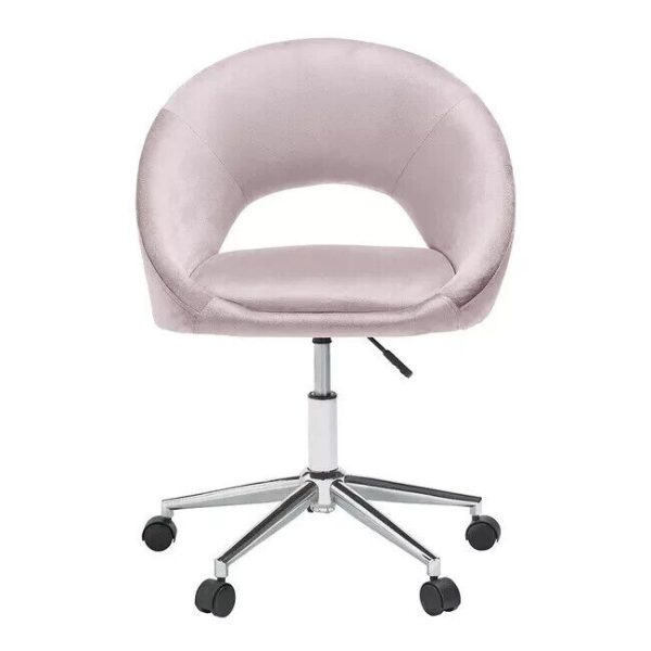 Luxury Pink Velvet Office Chair on castors Cushioned Brand New Free Delivery - Image 4