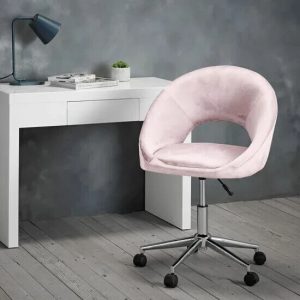 Luxury Pink Velvet Office Chair on castors Cushioned Brand New Free Delivery