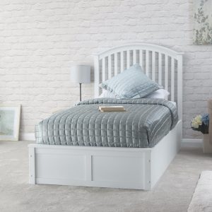 Madrid White 3ft Single Wood Ottoman Bed Gas Lift up Storage Shaker Style