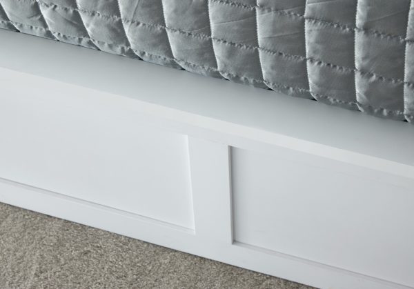Madrid White 3ft Single Wood Ottoman Bed Gas Lift up Storage Shaker Style - Image 5