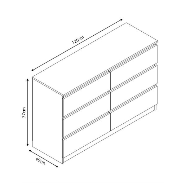 Matt Black Chest Of 6 Drawers Bedroom Furniture Scratch Resistant - Image 5