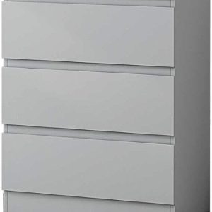 Matt Grey Chest Of 3 Drawers Bedroom Furniture Scratch Resistant