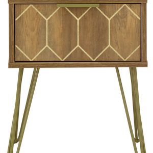 ORLEANS 1 DRAWER LAMP TABLE MANGO & GOLD BED SIDE TABLE