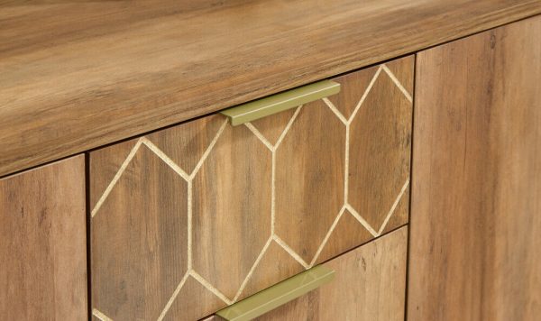 ORLEANS 2 DOOR 3 DRAWER CABINET SIDEBOARD MANGO & GOLD - Image 7