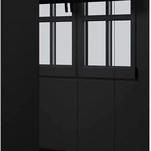 Stora 120cm Modern Bedroom 3 Door Wardrobe with Storage Shelves Black Gloss