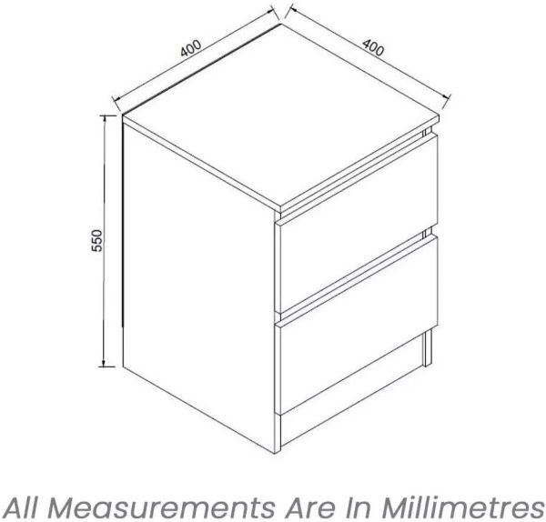 White Gloss Bedside Cabinet/Table 2 Drawer Bedroom Furniture - Image 6