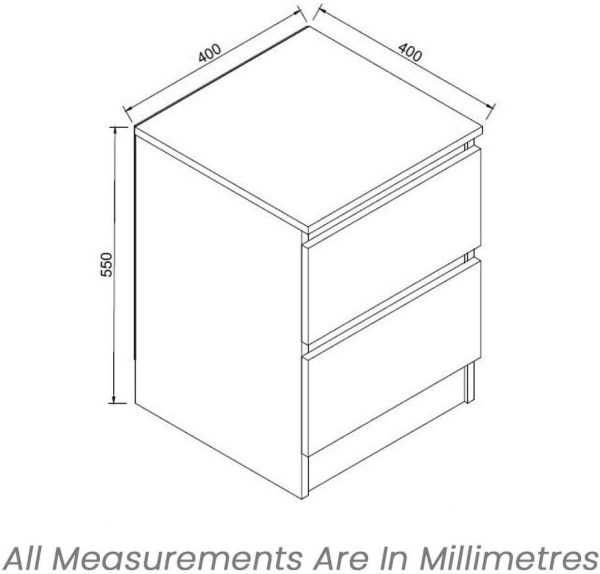 White Gloss Bedside Table 2 Drawer Nightstand Bedroom Furniture - Image 7