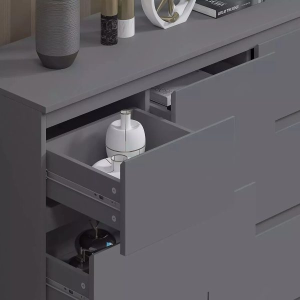 7 Drawer Merchant Chest Of Drawers Dark Matt Grey easy glide metal runners - Image 5