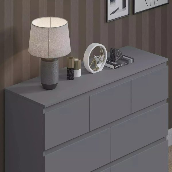 7 Drawer Merchant Chest Of Drawers Dark Matt Grey easy glide metal runners