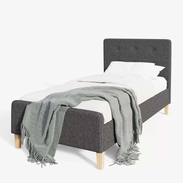 Ashbourne Bed Single Grey Fabric sprung slats 3ft bed frame - Image 4