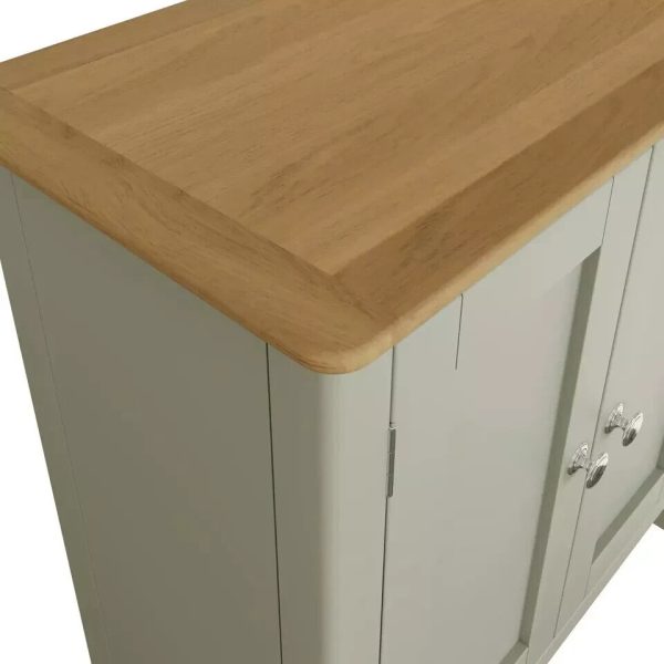 Assembled Sideboard Oak Veneered Top 2 Large Doors Sage Green Finish - Image 4