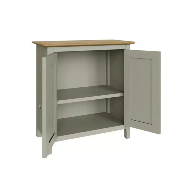 Assembled Sideboard Oak Veneered Top 2 Large Doors Sage Green Finish - Image 6
