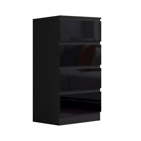 Black 4 Drawer Chest Of Drawers Bedside High Gloss Scratch Resistant - Image 5