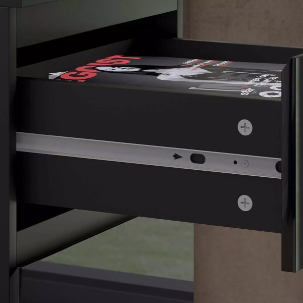 Black 4 Drawer Chest Of Drawers Bedside High Gloss Scratch Resistant - Image 7