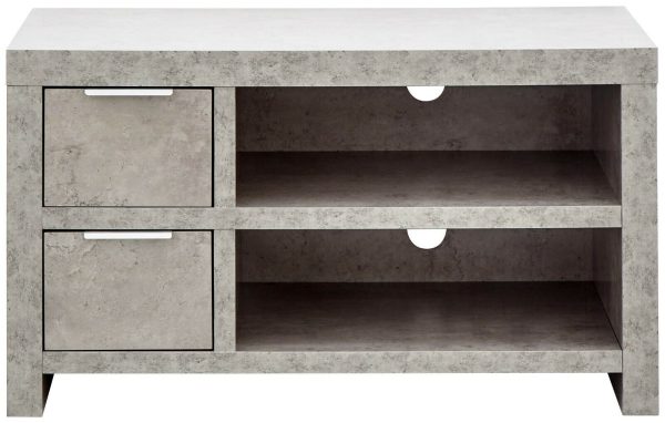 Bloc 2 Drawer TV Cabinet - Concrete Effect Grey - Cool Design - Image 5
