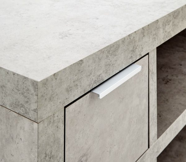 Bloc 2 Drawer TV Cabinet - Concrete Effect Grey - Cool Design - Image 6