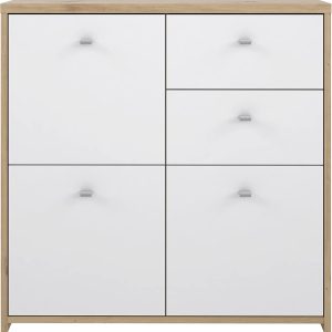 Forte Best Chest of 2 Drawers and 3 Doors Artisan Oak/White Sideboard Multi Use