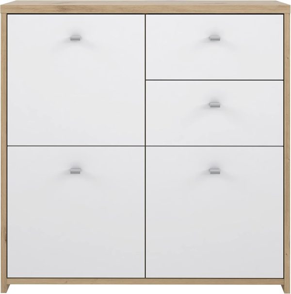 Forte Best Chest of 2 Drawers and 3 Doors Artisan Oak/White Sideboard Multi Use