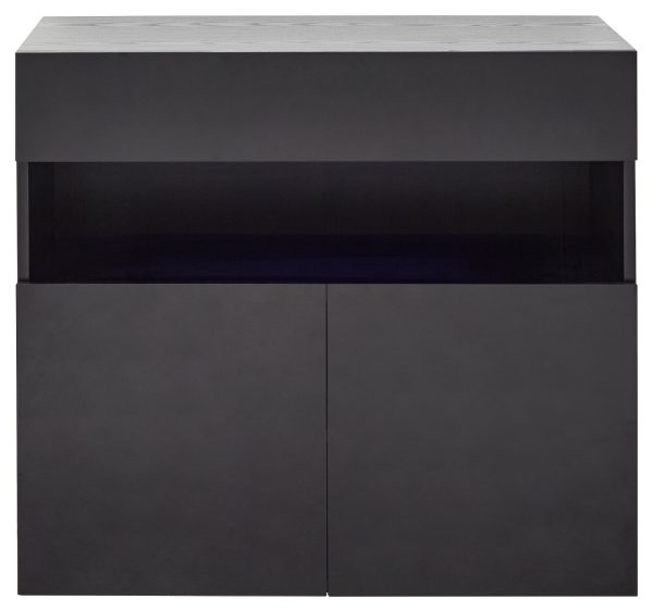 Galicia Black Gloss Wall Mounted Hung Sideboard with LED Storage shelves - Image 6